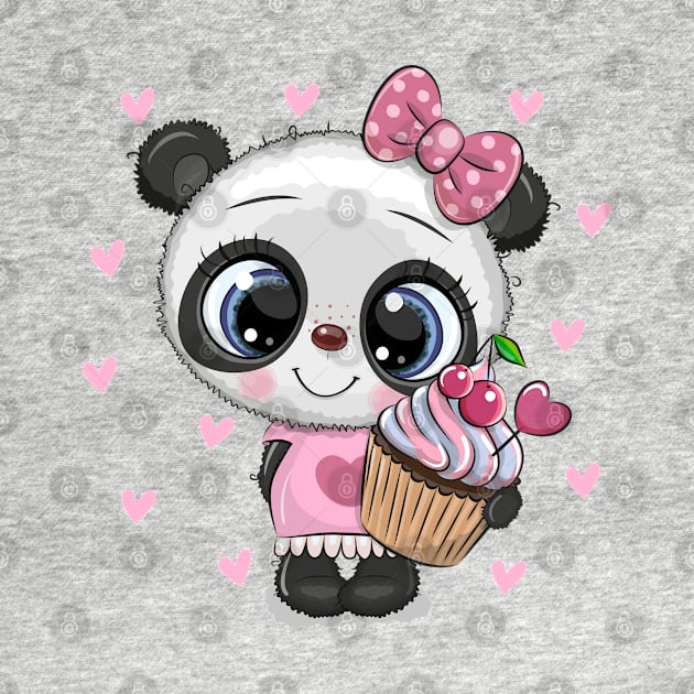 Cute panda with cupcake by Reginast777